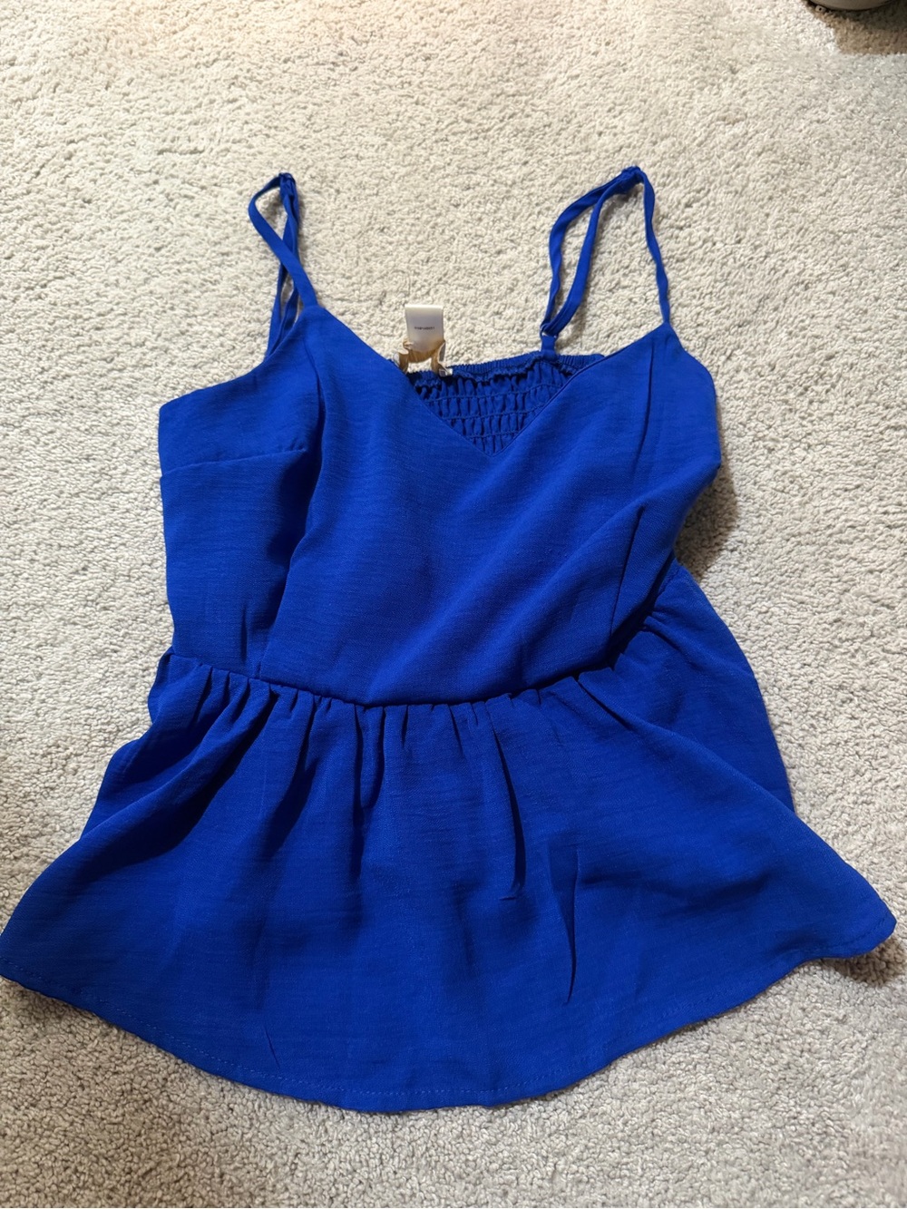 Monteau Royal Blue V-Neck Spaghetti Strap Peplum Tank